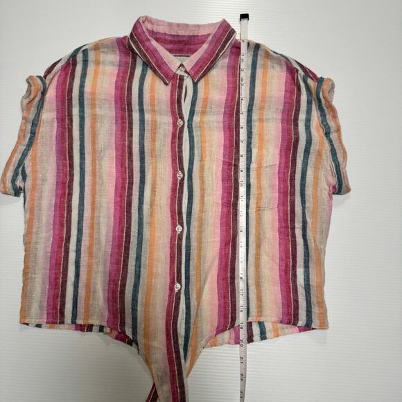 Rails Amelie Avila Stripe Linen Blend Button Down Shirt Women’s Medium Resort - Picture 7 of 16